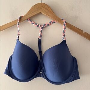 Victoria’s Secret Blue Racerback Demi Bra with Braided Straps